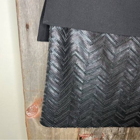 Hoss Intropia Anthropologie Black Mod Shift Dress With Sequin Bottom Sz 36/ 4 - Picture 5 of 12